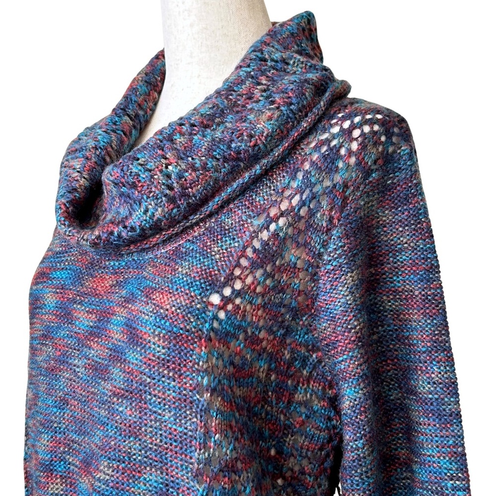 NWT North River Outfitters Cottagecore Cowl Neck Boho Crochet Sweater - M - Blue